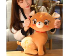 Deer Plush Toy Soft Cute Animal Dolls Expression Down Cotton Filling Sofa Ornament Activity Gift Cartoon Sika Deer Doll Stuffed Animal Toy Girl Toy Gift - Brown