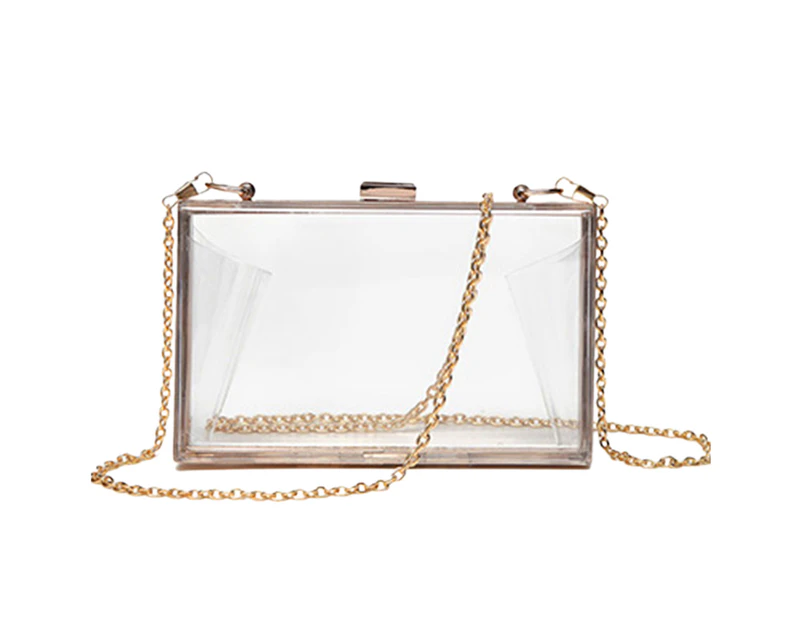 Crossbody Bag Transparent Square Solid Storage Acrylic Multipurpose Messenger Bag for Outdoor - Clear