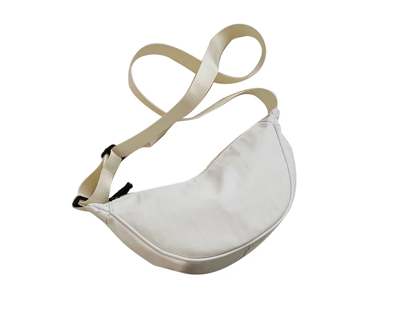 Shoulder Bag Adjustable Zipper Large Capacity Female Portable Multipurpose Underarm Handbag for Travel - White