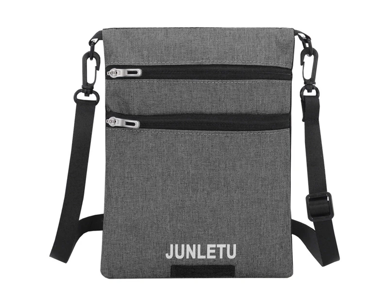 Shoulder Bag Layered Double-Sided Unisex Portable Smooth Zipper Small Bag for Sports Outdoor - Grey