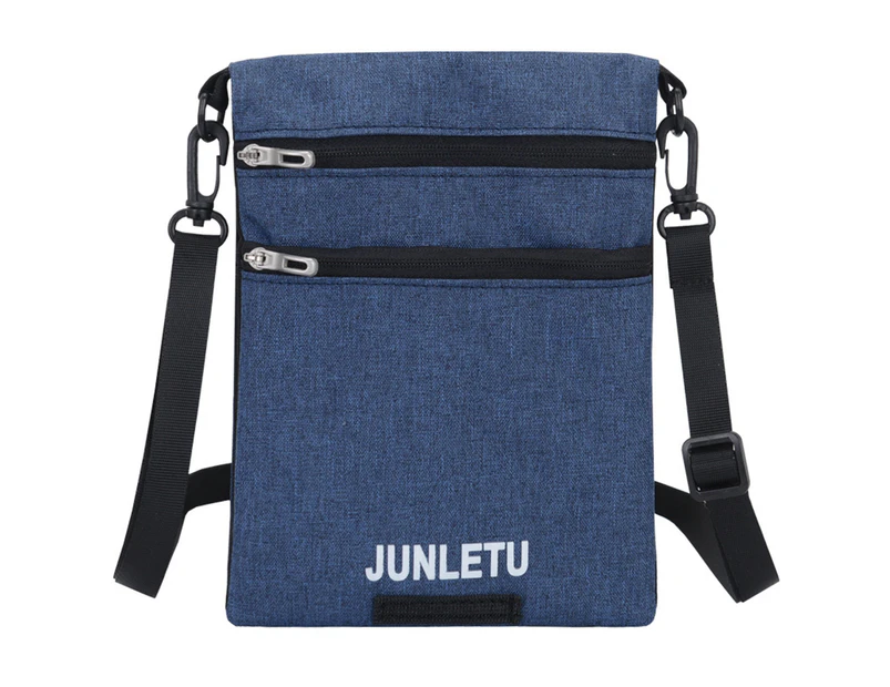 Shoulder Bag Layered Double-Sided Unisex Portable Smooth Zipper Small Bag for Sports Outdoor - Dark Blue
