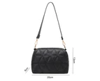 Women Shoulder Bag Zipper Closure Large Capacity Faux Leather Multipurpose Single Shoulder Strap Bag for Party - Black