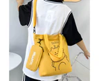 Canvas Tote Bag Bear Pattern Adjustable Strap Large Capacity Cute Kids Crossbody Bag for School - Yellow