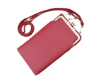 Women Crossbody Bag Lychee Texture Zipper Faux Leather Waterproof Multipurpose Phone Bag for Party Gathering Wedding Banquet - Red