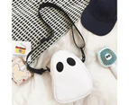 Crossbody Bag Ghost Shape Contrast Color Adjustable Strap Faux Leather Vintage Shoulder Bag for Halloween - White