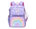 1-3 Grades Students Backpack Rainbow Waterproof Oxford Cloth Large Capacity Bookbag for Primary School Students - D