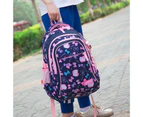 Student Backpack Bow Print Waterproof Smooth Zipper Bookbag Handbag Pencil Bag for Primary School Students - D