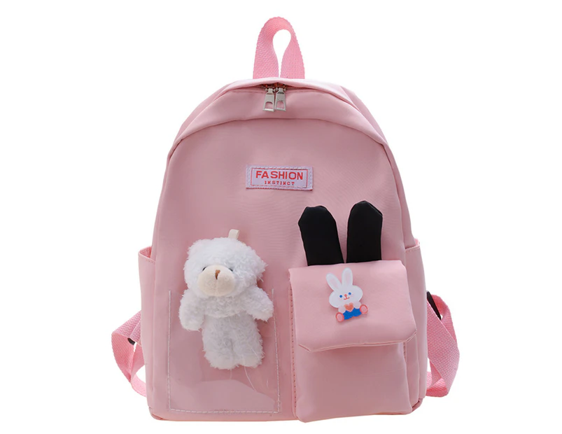 Kindergarten Backpack Adjustable Straps Large Capacity Korean Style School Bag Casual Daypack for School - Pink