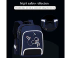 6-12Y Unisex Bookbag Astronauts Pattern Reflective Tape Load-reducing Smooth Zipper Backpack for Primary School Students - Blue