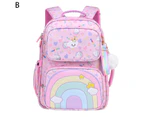 1-3 Grades Students Backpack Rainbow Waterproof Oxford Cloth Large Capacity Bookbag for Primary School Students - B
