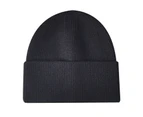 Ribbed Ear Flap Thickened Warm Winter Hat Unisex Solid Color Riding Knitted Beanie Cap Costume Accessories - Black