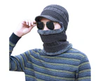 Winter Hat Knitting Neck Brace Yarn Padded Knitted Neck Protector Men Hat for Daily Life - Grey