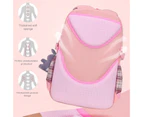 6-12Y Girls Bookbag Cartoon Animal Pattern Load-reducing Smooth Zipper Backpack School Bag for Primary School Students - Pink