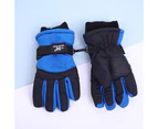 1 Pair Children Warm Gloves Thickened Windproof Non-slip Stretchy Full Finger Keep Warm Breathable Kids Winter Warm Snowboard Gloves for Outdoor - Blue