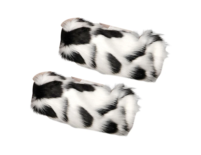 1 Pair Faux Fur Socks Tie Dye Anti-cold Soft  Attractive Keep Warm Delicate Leg Warmers for Stage Performance - Black White