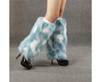 1 Pair Faux Fur Socks Tie Dye Anti-cold Soft  Attractive Keep Warm Delicate Leg Warmers for Stage Performance - Light Green
