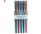 5 Pairs Chopsticks Anti-bacterial Graphic Design Family Member Prints Chinese Chopsticks for School - B