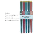 5 Pairs Chopsticks Anti-bacterial Graphic Design Family Member Prints Chinese Chopsticks for School - G
