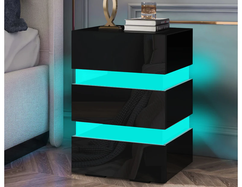 ALFORDSON LED Bedside Table Black