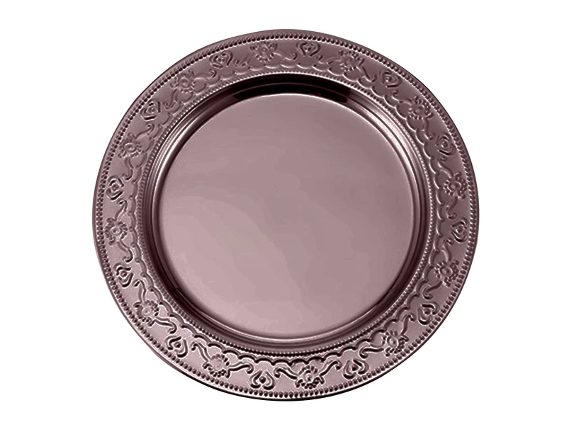 Stackable Dinner Plate Mirror Polish Stainless Steel Western Steak Serving Dish Kitchen Gadget-Bronze 30cm - Bronze
