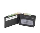 Genuine Men's Soft  Leather Small RFID Slim Wallet - Black