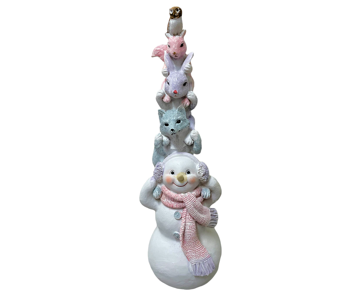 Snowman w. Animals Friends Stack 26cm