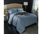 Grey Blue Queen Quilt Cover Set 100% Microfiber Bedding Set