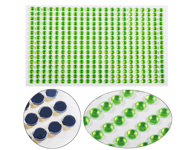 2 Sheets Acrylic Rhinestone Decals Shiny Self Adhesive Mini Phone Car Acrylic Scrapbooking Stickers for Home-Light Green 4mm