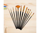 12Pcs/Set Nylon Brushes Good Water Absorption Comfortable Grip Professional Painting Drawing Brush Pens Art Tool for Studio-Black
