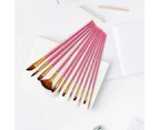 12Pcs/Set Nylon Brushes Good Water Absorption Comfortable Grip Professional Painting Drawing Brush Pens Art Tool for Studio-Rose Red