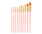 10Pcs Paint Brushes Eco-friendly Strong Absorbency Nylon Handmade Sturdy Drawing Brushes for Home-Pink