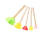 5Pcs Sponge Stamps Creative Easy Using Wood Handle Stamp Brush Painting Toys for Children-5pcs