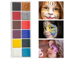 12 Colors Painted Pigments Performance High Saturation Waterproof Cosmetic Cream DIY Compact Adults Children Face Body Oil Painting Palette Home Use-A