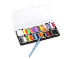 12 Color High Saturation Level Watercolor Paint Easy Dissolve Waterborne Pigment Rich Colors Solid Pigment Kit Paint Supplies-12 color
