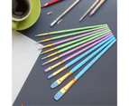 10Pcs Oil Paintbrush Good Adsorption Soft Bristle Wooden Handle Acrylic Watercolor Artist Professional Painting Brushes for Children-Multicolor