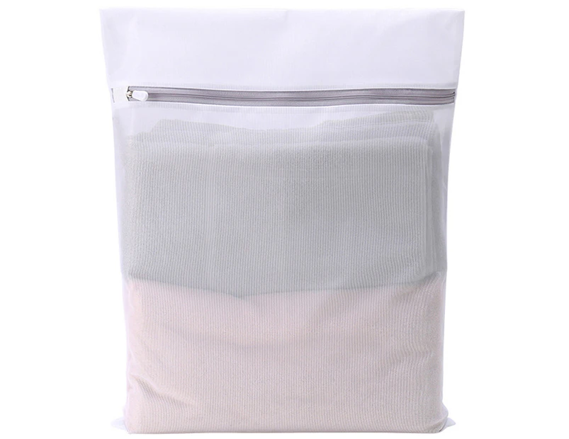 Laundry Bag Clothes Bra Underwear Thicken Fine Mesh Net Washing Zipper Pouch - White