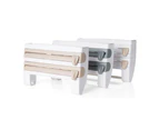 Cling Film Storage Rack Roll Paper Towel Holder Shelf Wrap Cutter Kitchen Tool - White