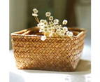 Handmade Straw Dried Flower Fruit Pot Basket Rattan Box Candy Earphone Organizer - Yellow