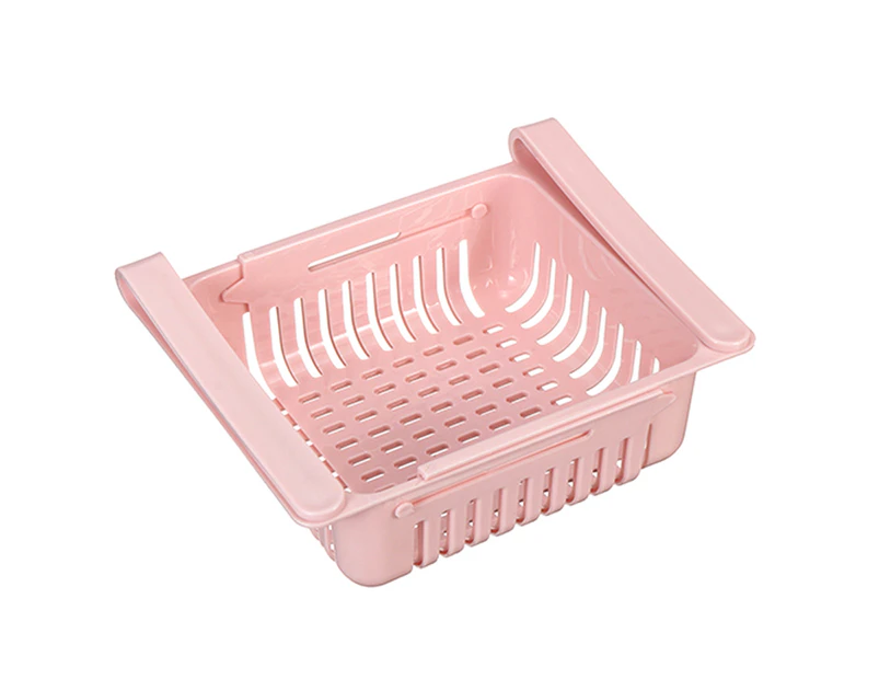 Retractable Refrigerator Storage Basket Partition Food Fresh-keeping Organizer - Pink