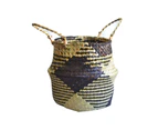 Foldable Handmade Rattan Woven Flower Basket Faux Seagrass Storage Organizer - Multicolor