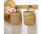 Seaweed Woven Storage Basket Wall Hanging Plant Flower Pot for Garden Patio - White+Multicolor