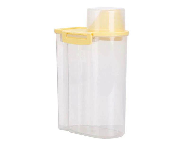 2.5L Large Rice Cereal Bean Dry Food Storage Dispenser Container Lid Sealed Box - Yellow