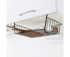 Under Shelf Basket Embedded Thicken Wrought Iron Table Cabinet Hanging Shelf for Bedroom - White
