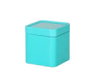 Storage Bin with Lid Dustproof Iron Mini Sturdy Loose Tea Bucket Household Supplies - Lake Blue