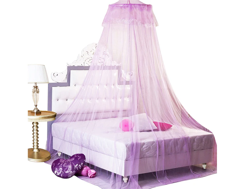 Lace Flower Dome Princess Bed Curtain Canopy Kids Room Mosquito Fly Insect Net - Purple