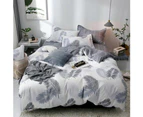 Leaf Printed Bed Sheet Pillow Case Quilt Duvet Cover Bedding Set Home Textiles - Size 1