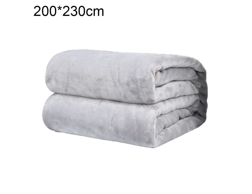 Polyester Soft Warm Solid Color Blanket Sleep Cover Rug for Home Bedroom Bedding - Silver Grey