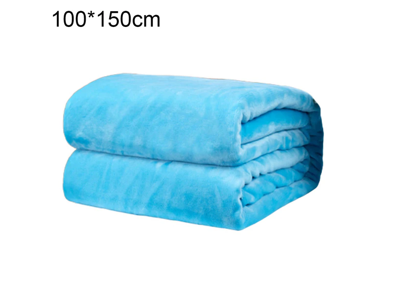 Polyester Soft Warm Solid Color Blanket Sleep Cover Rug for Home Bedroom Bedding - Sky Blue