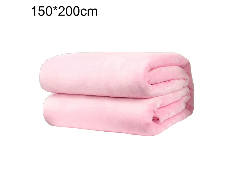 Polyester Soft Warm Solid Color Blanket Sleep Cover Rug for Home Bedroom Bedding - Pink