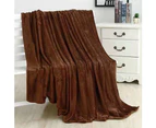 Polyester Soft Warm Solid Color Blanket Sleep Cover Rug for Home Bedroom Bedding - Rose Red